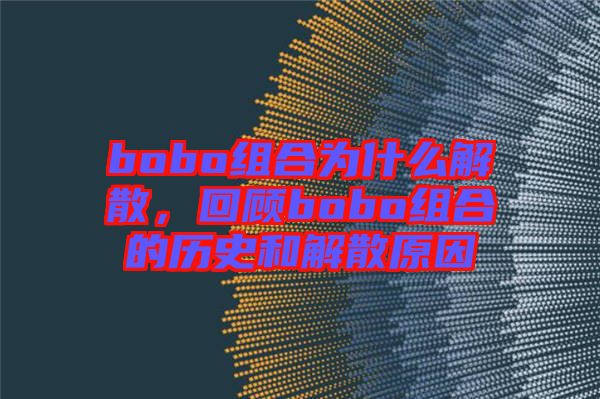 bobo組合為什么解散，回顧bobo組合的歷史和解散原因
