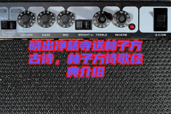曉出凈慈寺送林子方古詩(shī)，林子方詩(shī)歌經(jīng)典介紹