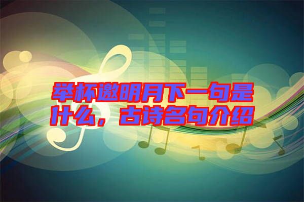 舉杯邀明月下一句是什么，古詩(shī)名句介紹