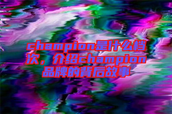 champion是什么檔次，介紹champion品牌的背后故事