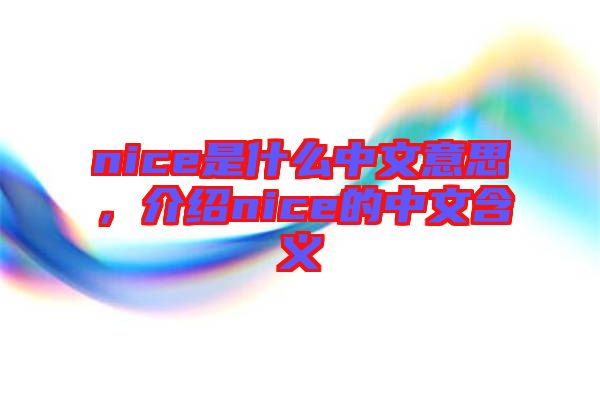 nice是什么中文意思，介紹nice的中文含義