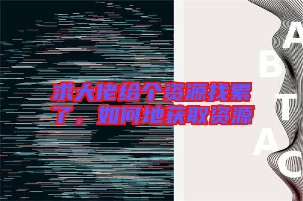 求大佬給個資源找累了，如何地獲取資源