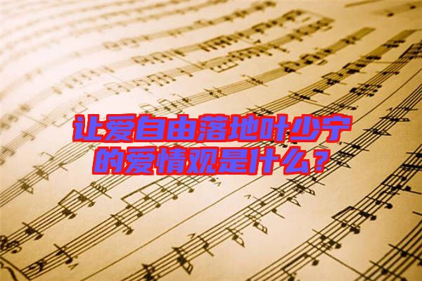 讓愛自由落地葉少寧的愛情觀是什么？