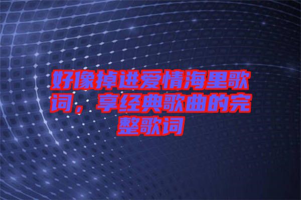 好像掉進(jìn)愛情海里歌詞，享經(jīng)典歌曲的完整歌詞