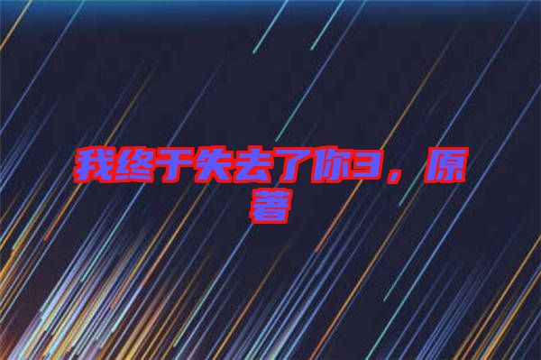 我終于失去了你3，原著