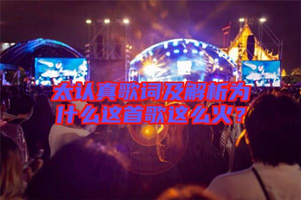 太認(rèn)真歌詞及解析為什么這首歌這么火？