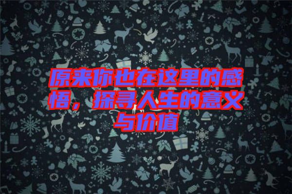 原來你也在這里的感悟，探尋人生的意義與價值