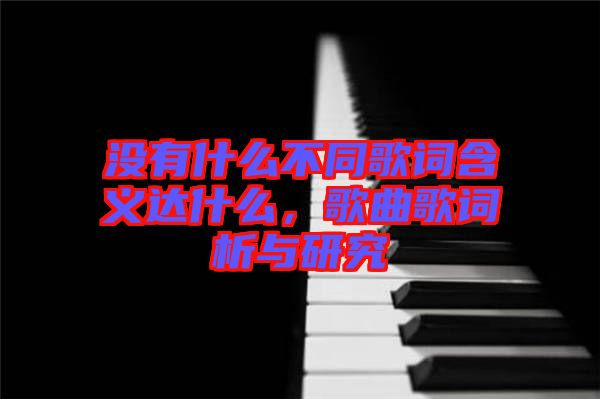 沒有什么不同歌詞含義達什么，歌曲歌詞析與研究
