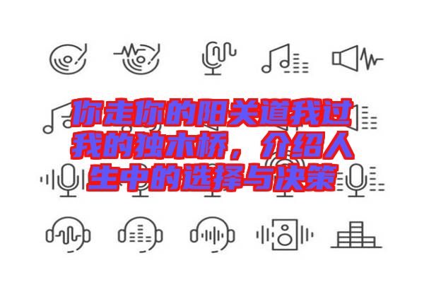 你走你的陽關(guān)道我過我的獨木橋，介紹人生中的選擇與決策