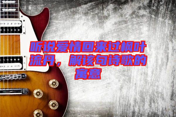聽說愛情回來過楓葉流丹，解該句詩歌的寓意