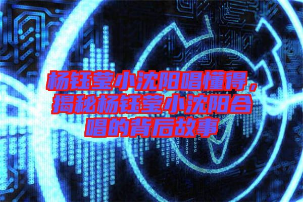 楊鈺瑩小沈陽(yáng)唱懂得，揭秘楊鈺瑩小沈陽(yáng)合唱的背后故事