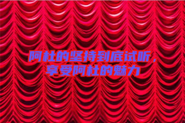阿杜的堅(jiān)持到底試聽(tīng)，享受阿杜的魅力