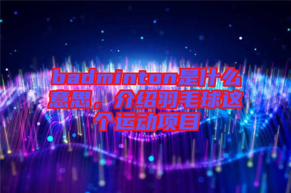 badminton是什么意思，介紹羽毛球這個運動項目
