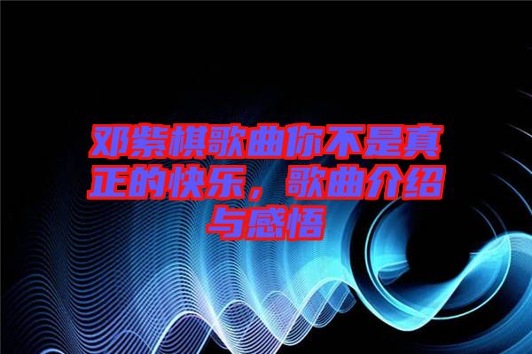 鄧紫棋歌曲你不是真正的快樂，歌曲介紹與感悟