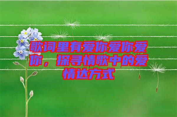 歌詞里有愛你愛你愛你，探尋情歌中的愛情達(dá)方式