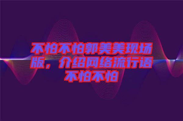 不怕不怕郭美美現(xiàn)場版，介紹網(wǎng)絡(luò)流行語不怕不怕