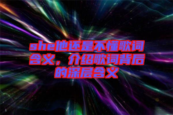 she他還是不懂歌詞含義，介紹歌詞背后的深層含義