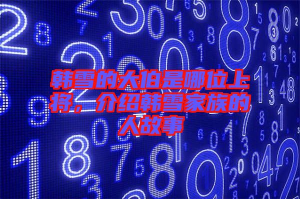 韓雪的大伯是哪位上將，介紹韓雪家族的人故事