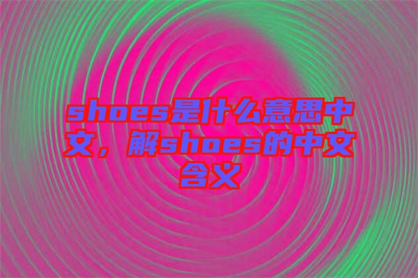 shoes是什么意思中文，解shoes的中文含義