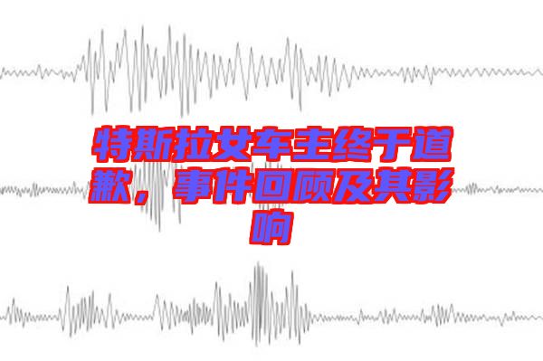 特斯拉女車主終于道歉，事件回顧及其影響