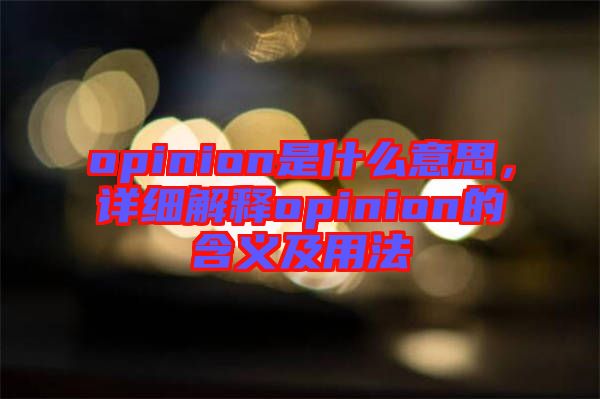 opinion是什么意思，詳細(xì)解釋opinion的含義及用法