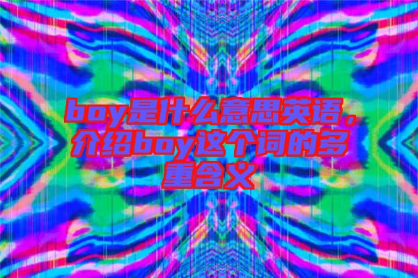 boy是什么意思英語，介紹boy這個詞的多重含義