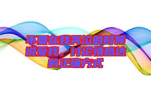 不要在我哭泣的時(shí)候說愛我，討論情感達(dá)的正確方式
