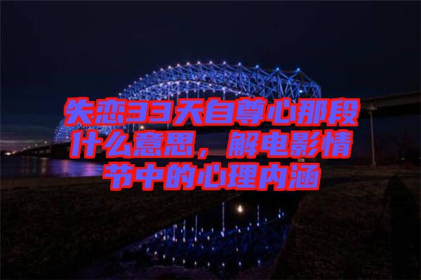 失戀33天自尊心那段什么意思，解電影情節(jié)中的心理內(nèi)涵