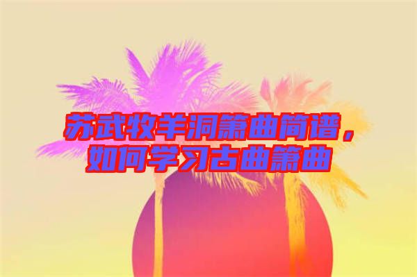 蘇武牧羊洞簫曲簡(jiǎn)譜，如何學(xué)習(xí)古曲簫曲