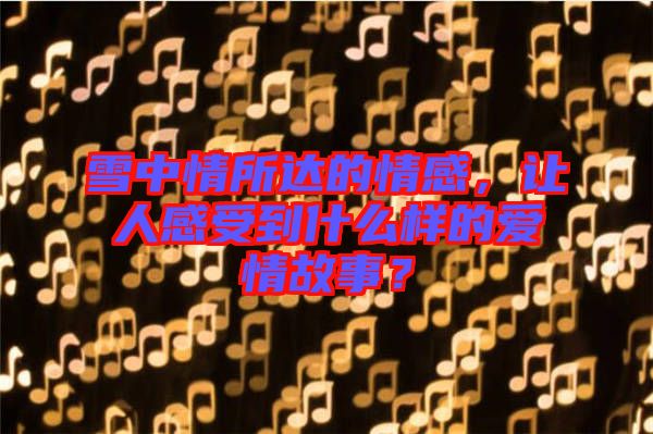 雪中情所達(dá)的情感，讓人感受到什么樣的愛(ài)情故事？