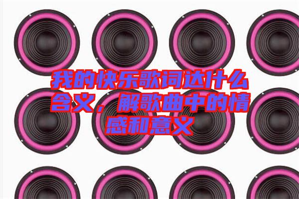 我的快樂(lè)歌詞達(dá)什么含義，解歌曲中的情感和意義