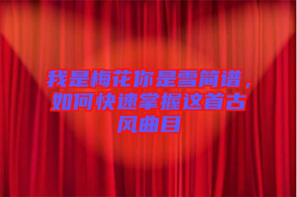 我是梅花你是雪簡譜，如何快速掌握這首古風曲目