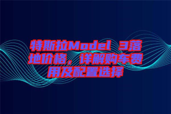 特斯拉Model 3落地價格，詳解購車費用及配置選擇
