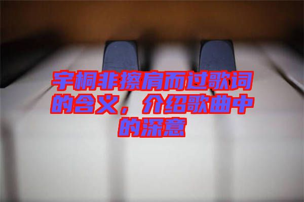 宇桐非擦肩而過歌詞的含義，介紹歌曲中的深意