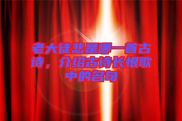 老大徒悲是哪一首古詩(shī)，介紹古詩(shī)長(zhǎng)恨歌中的名句