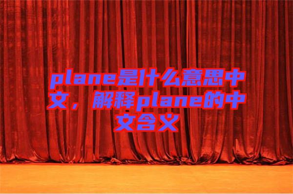plane是什么意思中文，解釋plane的中文含義