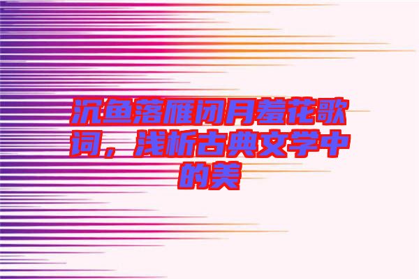 沉魚落雁閉月羞花歌詞，淺析古典文學(xué)中的美