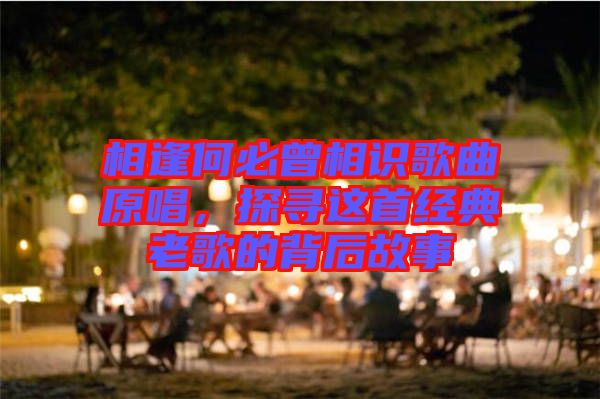 相逢何必曾相識歌曲原唱，探尋這首經(jīng)典老歌的背后故事