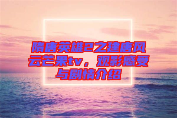 隋唐英雄2之建唐風(fēng)云芒果tv，觀影感受與劇情介紹
