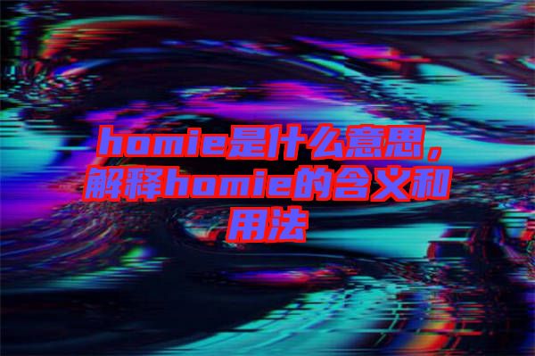 homie是什么意思，解釋homie的含義和用法