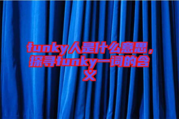funky人是什么意思，探尋funky一詞的含義