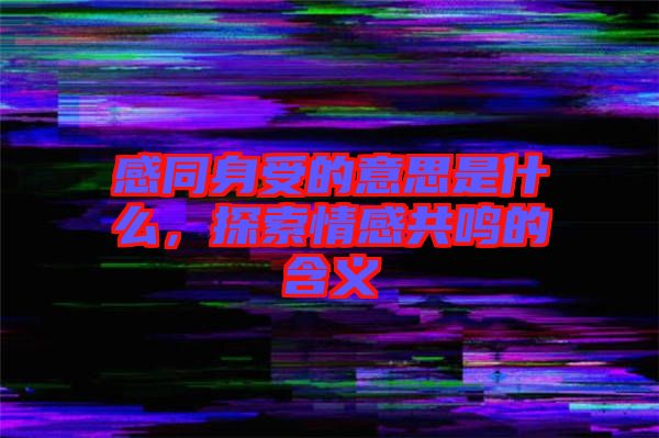 感同身受的意思是什么，探索情感共鳴的含義