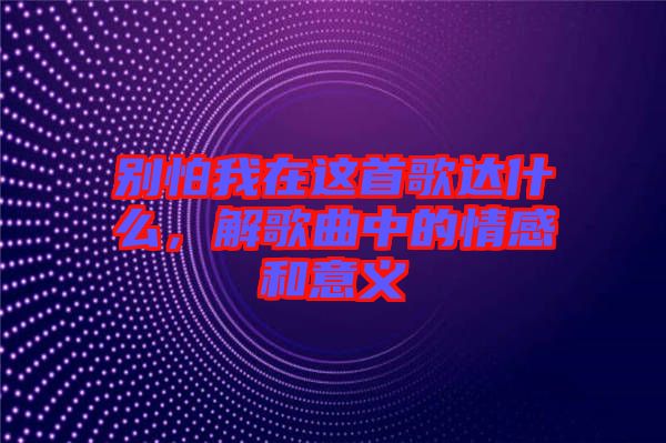 別怕我在這首歌達(dá)什么，解歌曲中的情感和意義