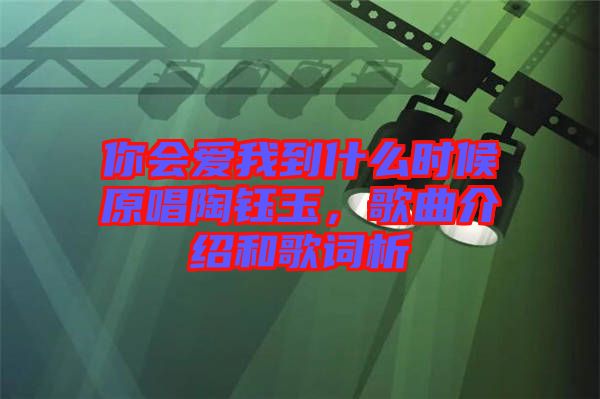 你會愛我到什么時候原唱陶鈺玉，歌曲介紹和歌詞析