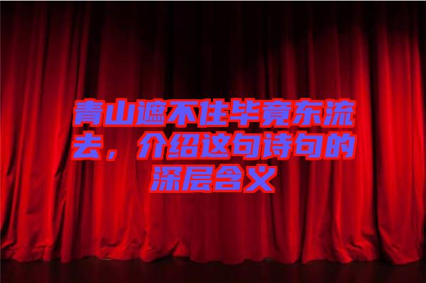 青山遮不住畢竟東流去，介紹這句詩句的深層含義