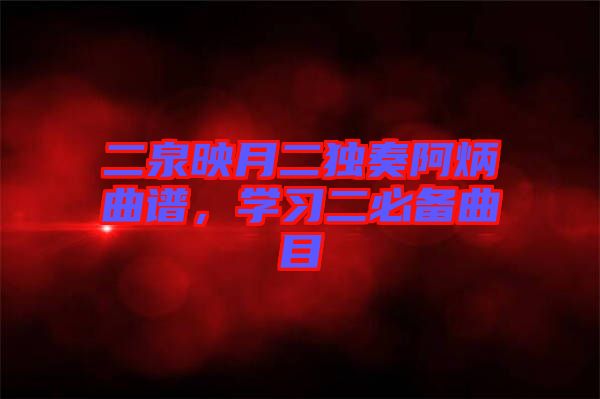 二泉映月二獨奏阿炳曲譜，學(xué)習(xí)二必備曲目