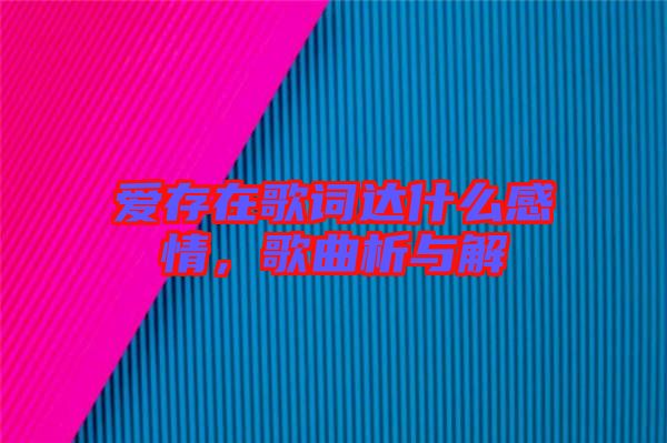 愛存在歌詞達(dá)什么感情，歌曲析與解