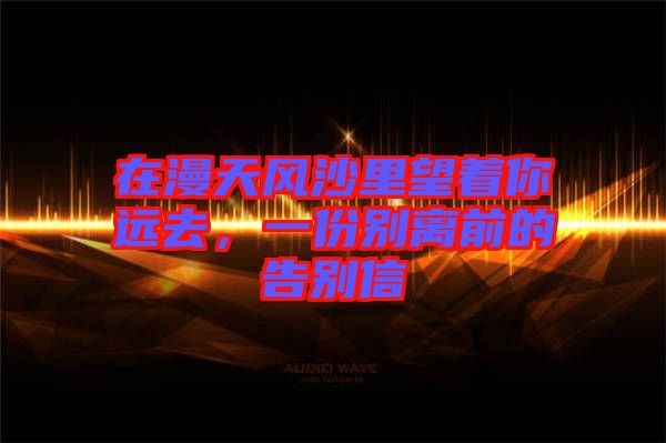 在漫天風(fēng)沙里望著你遠(yuǎn)去，一份別離前的告別信