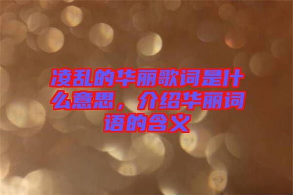 凌亂的華麗歌詞是什么意思，介紹華麗詞語(yǔ)的含義