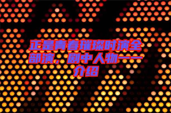 正是青春璀璨時演全部演，劇中人物一一介紹